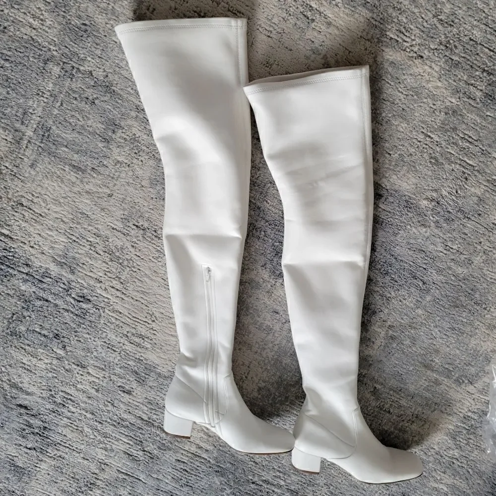STAUD Aimee Over the Knee Boots White Size 37.5